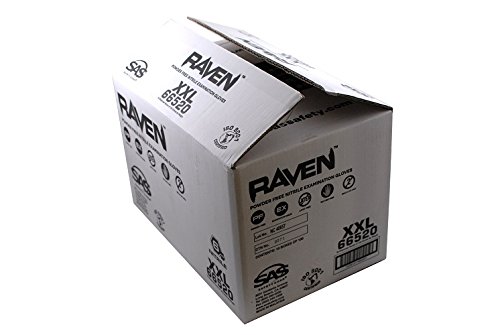 Product Cover 10 Pack SAS Safety 66520 Raven 6 mil Black Nitrile Disposable Gloves - XX-Large (100 Gloves per Box)