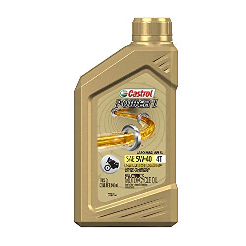 Product Cover Castrol 06113 Power1 4T 5W-40 Synthetic Motorcycle Oil, 1 Quart Bottle, 6 Pack