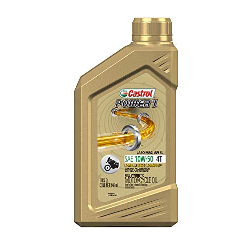 Product Cover Castrol 06114 POWER 1 4T 10W-50 Synthetic Motorcycle Oil, 1 Quart Bottle, 6 Pack