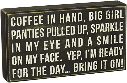 Product Cover Primitives by Kathy Box Sign, Coffee in Hand and Ready for the Day, Wood, 9