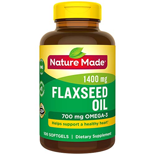 Product Cover Nature Made Flaxseed Oil 1400 mg Softgels, 100 Count for Heart Health† (Packaging May Vary)
