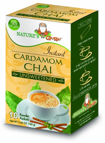 Product Cover Nature's Guru Instant Cardamom Chai Tea Drink Mix Unsweetened 10 Count Single Serve On-the-Go Drink Packets