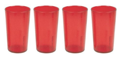 Product Cover 32 oz. (Ounce) Restaurant Tumbler Beverage Cup, Stackable Cups, Break-Resistant Commmerical Plastic, Set of 4 - Red