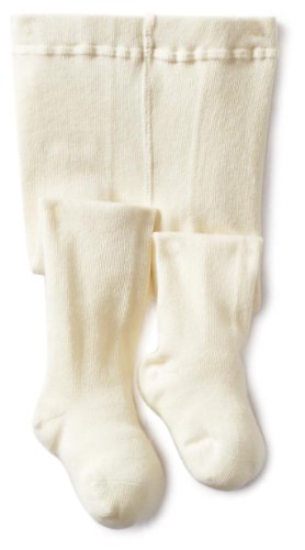 Product Cover Jefferies Socks Baby Girls' Seamless Organic Cotton Tights, Ivory, 6 18 Months