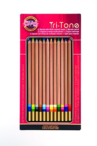 Product Cover Koh-I-Noor Tri-Tone Multi-Colored Pencil Set, 12 Assorted Colors in Tin and Blister-Carded (FA33TIN12BC)