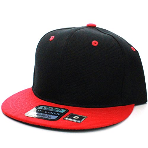 Product Cover L.O.G.A. Plain Adjustable Snapback Hats Caps (Many Colors). Black/Red