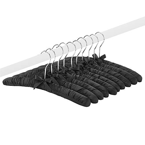 Product Cover Anti Slip Padded Hangers with Chrome Hook - Heavy Duty for sweaters, Dresses, Suits - Set of 10 - Black by Whitmor