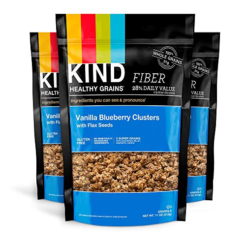 Product Cover KIND Healthy Grains Clusters, Vanilla Blueberry with Flax Seeds Granola, 10g Protein, Gluten Free, 11 Ounce Bags, 3 Count