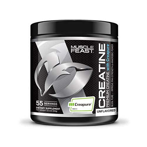 Product Cover Creapure Creatine Monohydrate Powder - by Muscle Feast | Premium Pre-Workout or Post-Workout | Easy to Mix and Gluten-Free (300g, Unflavored)
