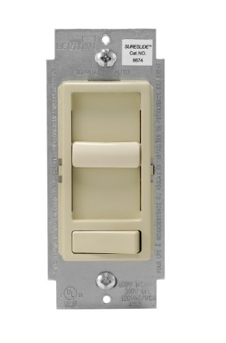 Product Cover Leviton 6674-P0I SureSlide Universal 150-Watt LED and CFL/600-Watt Incandescent Dimmer, Ivory