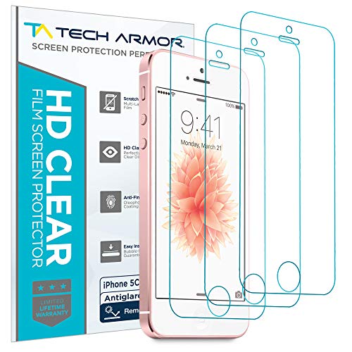 Product Cover iPhone 5 Screen Protector, Tech Armor Anti-Glare/Anti-Fingerprint Apple iPhone 5C / 5S / 5 / SE Screen Protectors [3-Pack]