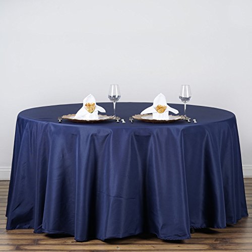 Product Cover LinenTablecloth 120-Inch Round Polyester Tablecloth Navy Blue