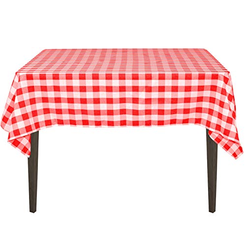 Product Cover LinenTablecloth 54-Inch Square Polyester Tablecloth Red & White Checker