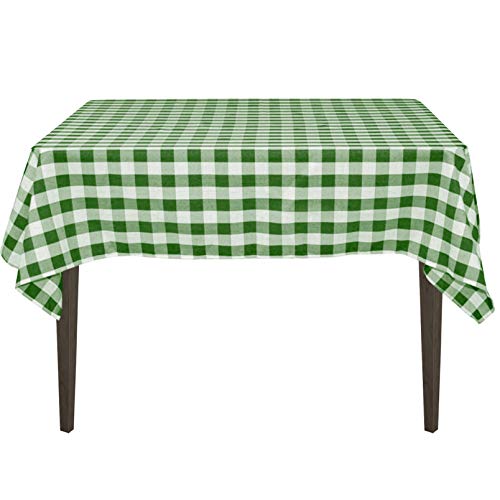 Product Cover LinenTablecloth 54-Inch Square Polyester Tablecloth Green & White Checker