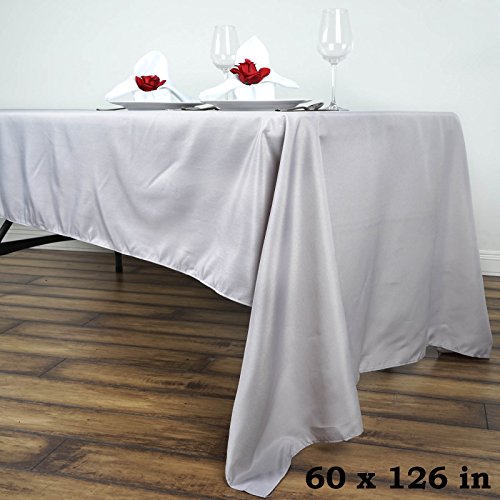 Product Cover LinenTablecloth 60 x 126-Inch Rectangular Polyester Tablecloth Silver