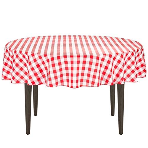 Product Cover LinenTablecloth 70-Inch Round Polyester Tablecloth Red & White Checker