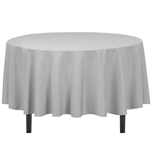 Product Cover LinenTablecloth 90-Inch Round Polyester Tablecloth Silver