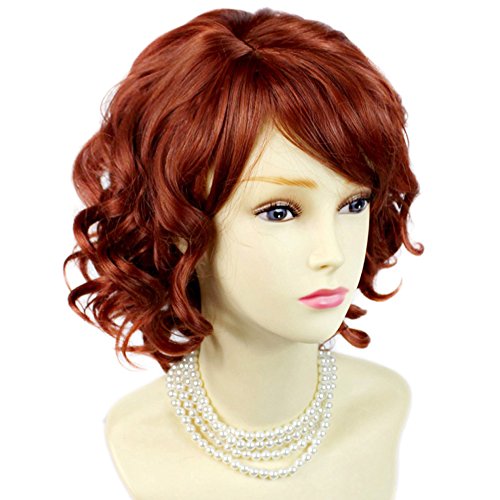 Product Cover NEW !!! Lovely Short Wig Curly Fox Red Summer Style Skin Top Ladies Wigs