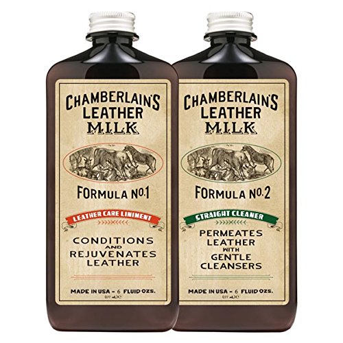 Product Cover Chamberlain's Leather Milk Conditioner and Cleaner Kit - No. 1 - 2 Conditioner + Cleaner Kit - All Natural, Non-Toxic Leather Care. 2 Sizes. Made in the USA. Includes 2 Premium Restoration Pads! 6 OZ