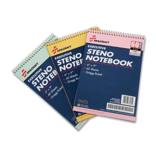 Product Cover SKILCRAFT 7530-01-454-5702 3 Piece ECF Recycled Steno Pad Pack, 6 x 9 Inch, Assorted Color