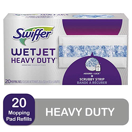 Product Cover Swiffer Wetjet Heavy Duty Mop Pad Refills for Floor Mopping and Cleaning, All Purpose Multi Surface Floor Cleaning Product, 20 Count (Packaging May Vary)