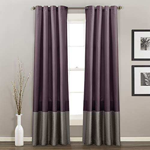 Product Cover Lush Decor Prima Window Curtains Panel Set for Living, Dining Room, Bedroom (Pair), 54-inch x 84-inch, Gray/Purple