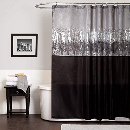 Product Cover Lush Decor Night Sky Shower Curtain | Sequin Fabric Shimmery Color Block Design for Bathroom, 72