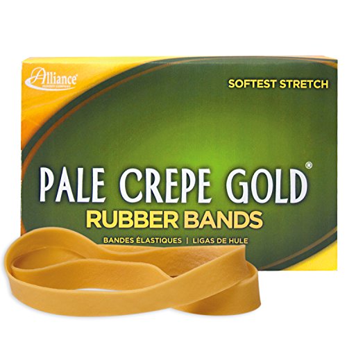 Product Cover Alliance Rubber 21055 Pale Crepe Gold Rubber Bands Size #105, 1 lb Box Contains Approx. 95 Bands (5