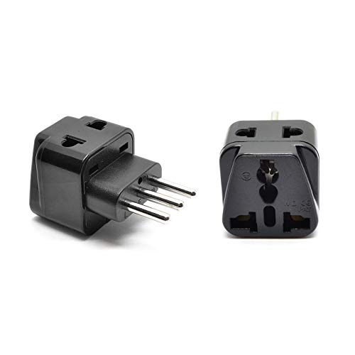 Product Cover OREI 2 in 1 USA to Italy Adapter Plug (Type L) - 2 Pack, Black