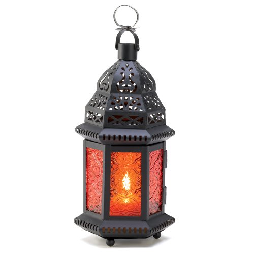 Product Cover Gifts & Decor Amber Moroccan Metalwork Hanging Candleholder Lantern