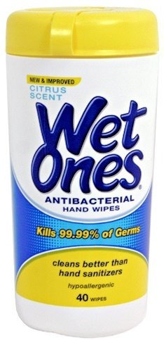 Product Cover Wet Ones Antibacterial Hand Wipes, Hypoallergenic, Citrus Scent 40 Count Canister (Pack of 4)