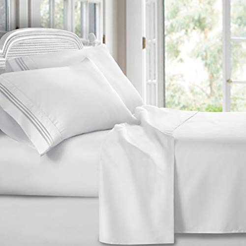 Product Cover Clara Clark 1800 Premier Series 4pc Bed Sheet Set - King, White,