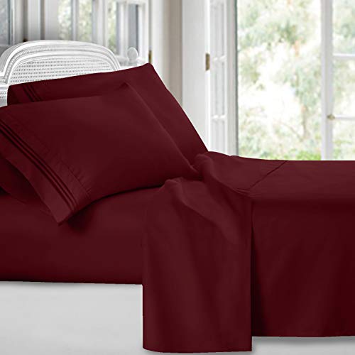Product Cover Clara Clark 4 Piece Sheet Set Deep Pocket Brushed Microfiber 1800 Bedding Hypoallergenic, Wrinkle, Fade & Stain Resistant