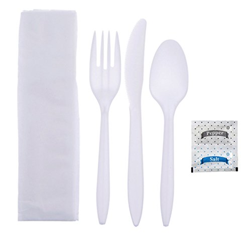 Product Cover Daxwell Plastic Cutlery Kits, 6 Piece, Medium Weight Polypropylene (PP), with 5 7/8