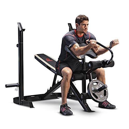 Product Cover Marcy Adjustable Olympic Weight Bench with Leg Developer and Squat Rack MD-879