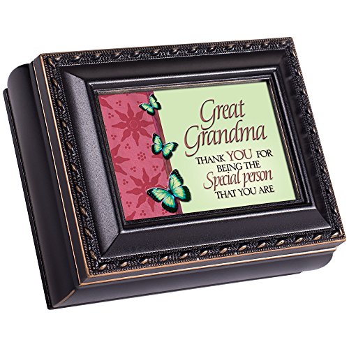 Product Cover Cottage Garden Great Grandma Special Black Rope Trim 4.5 x 3.5 Tiny Square Jewelry Keepsake Box