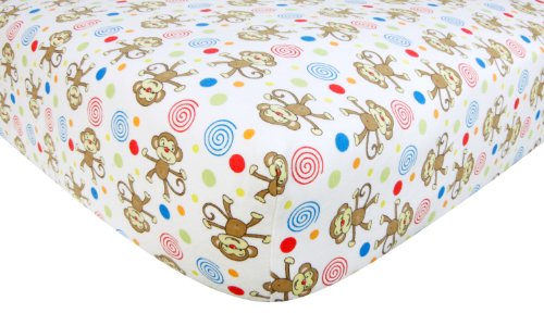 Product Cover Trend Lab Flannel Crib Sheet, Monkey Print