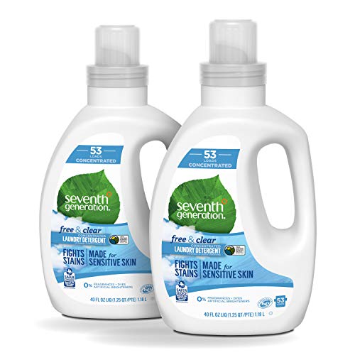 Product Cover Seventh Generation Concentrated Laundry Detergent, Free & Clear Unscented, 40 Fl Oz, Pack of 2 (106 Loads)