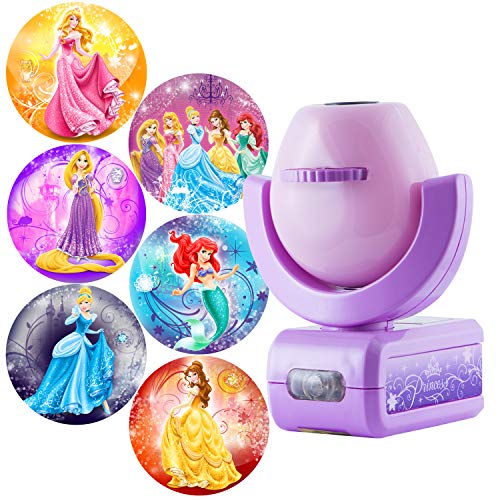 Product Cover Projectables Disney Princess 6-Image LED Night Light Projector, Dusk-to-Dawn Sensor, Project Princesses Cinderella, Ariel, Aurora, Belle, & Rapunzel on Ceiling, Wall, or Floor, Pink/Purple, 11738