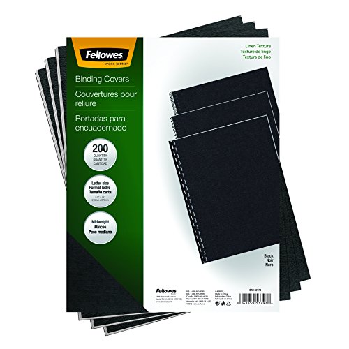 Product Cover Fellowes Binding Linen Presentation Covers, Letter, Black, 200 Pack (5217001)