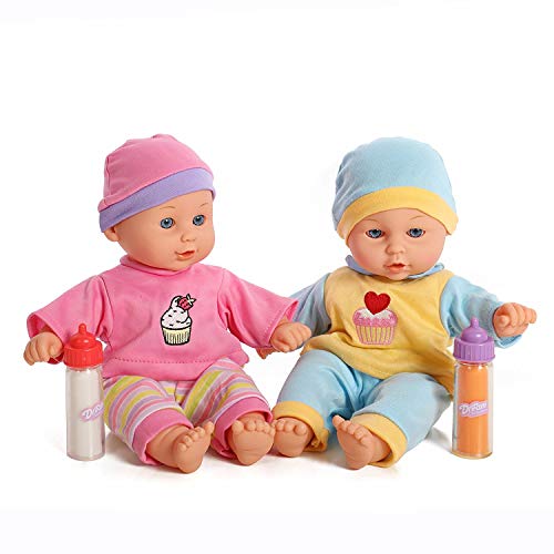Product Cover 12'' Baby Twins Dolls 1 Boy & 1 Girl with Milk & Juice Bottle