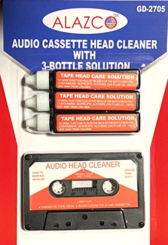 Product Cover Audio Tape Cassette Head Cleaner w/ 3 Cleaning Fluids Care Wet Maintenance Kit by Alazco