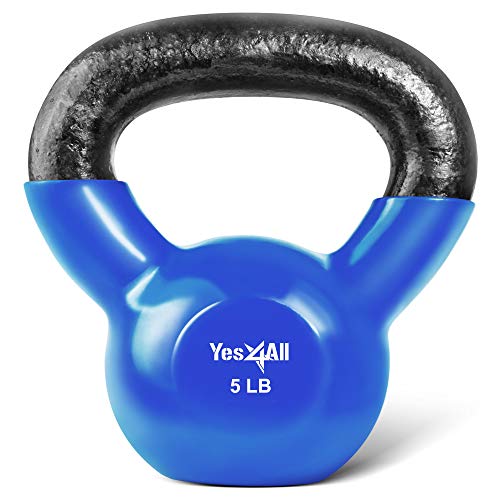 Product Cover Yes4All Vinyl Coated Kettlebell Weights Set - Great for Full Body Workout and Strength Training - Vinyl Kettlebell 5 lbs
