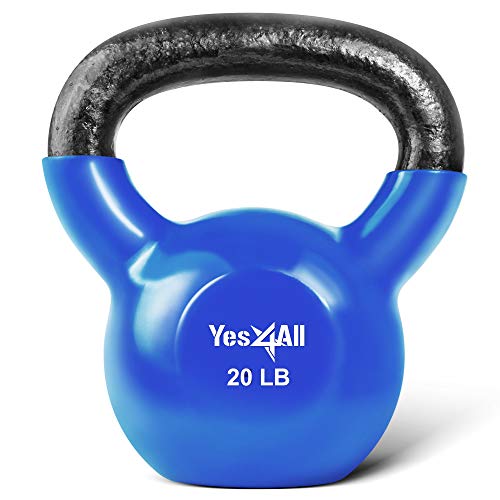 Product Cover Yes4All Vinyl Coated Kettlebell Weights Set - Great for Full Body Workout and Strength Training - Vinyl Kettlebell 20 lbs