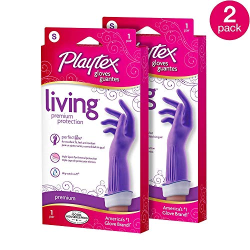 Product Cover Playtex Living Reuseable Rubber Cleaning Gloves, Premium Protection (Small, Pack - 2)