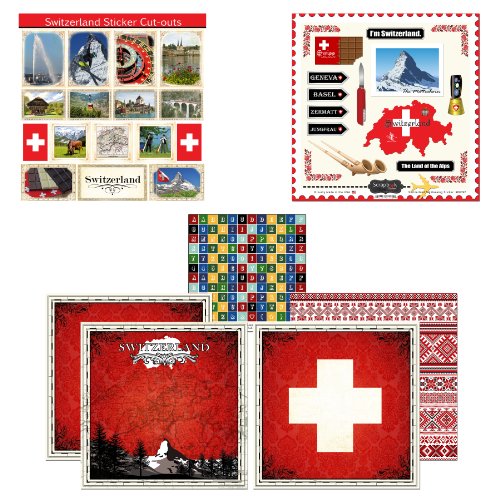 Product Cover Scrapbook Customs Themed Paper and Stickers Scrapbook Kit, Switzerland Sightseeing