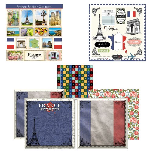 Product Cover Scrapbook Customs Themed Paper and Stickers Scrapbook Kit, France Sightseeing