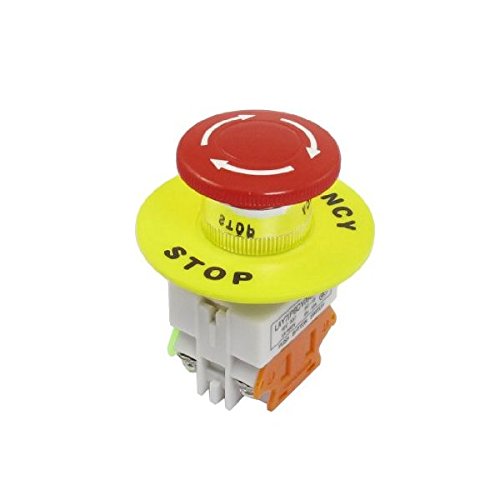 Product Cover Uxcell s14032800am0476 Red Mushroom Cap 1NO 1NC DPST Emergency Stop Push Button Switch AC 660V 10A