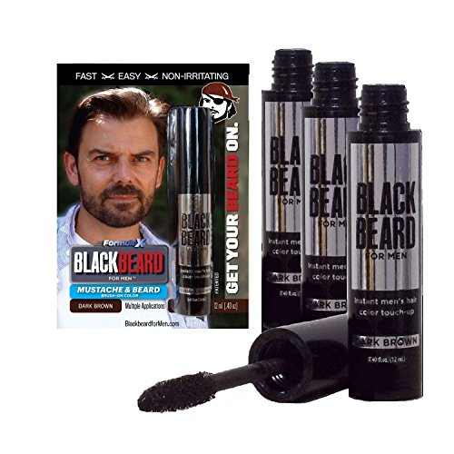 Product Cover Blackbeard for Men - Instant Brush-On Beard & Mustache Color - 3-pack (Dark Brown)