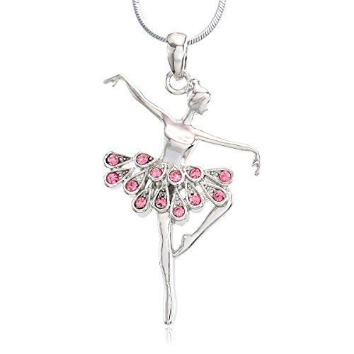 Product Cover Soulbreezecollection Light Pink Dancing Ballerina Dancer Ballet Dance Pendant Necklace Charm (Pink)